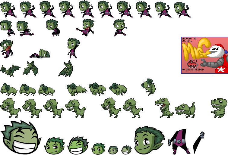 Teen Titans Beast Boy Sprite Clipart (756x515), Png Download