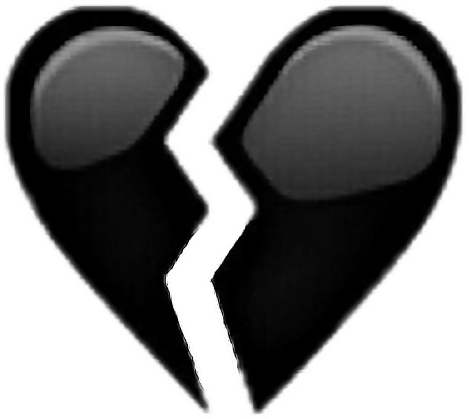 Brokenheart Blackheart Aesthetic Blackaesthetic Ⓒ - Heart Broken Emoji Transparent Clipart (682x610), Png Download