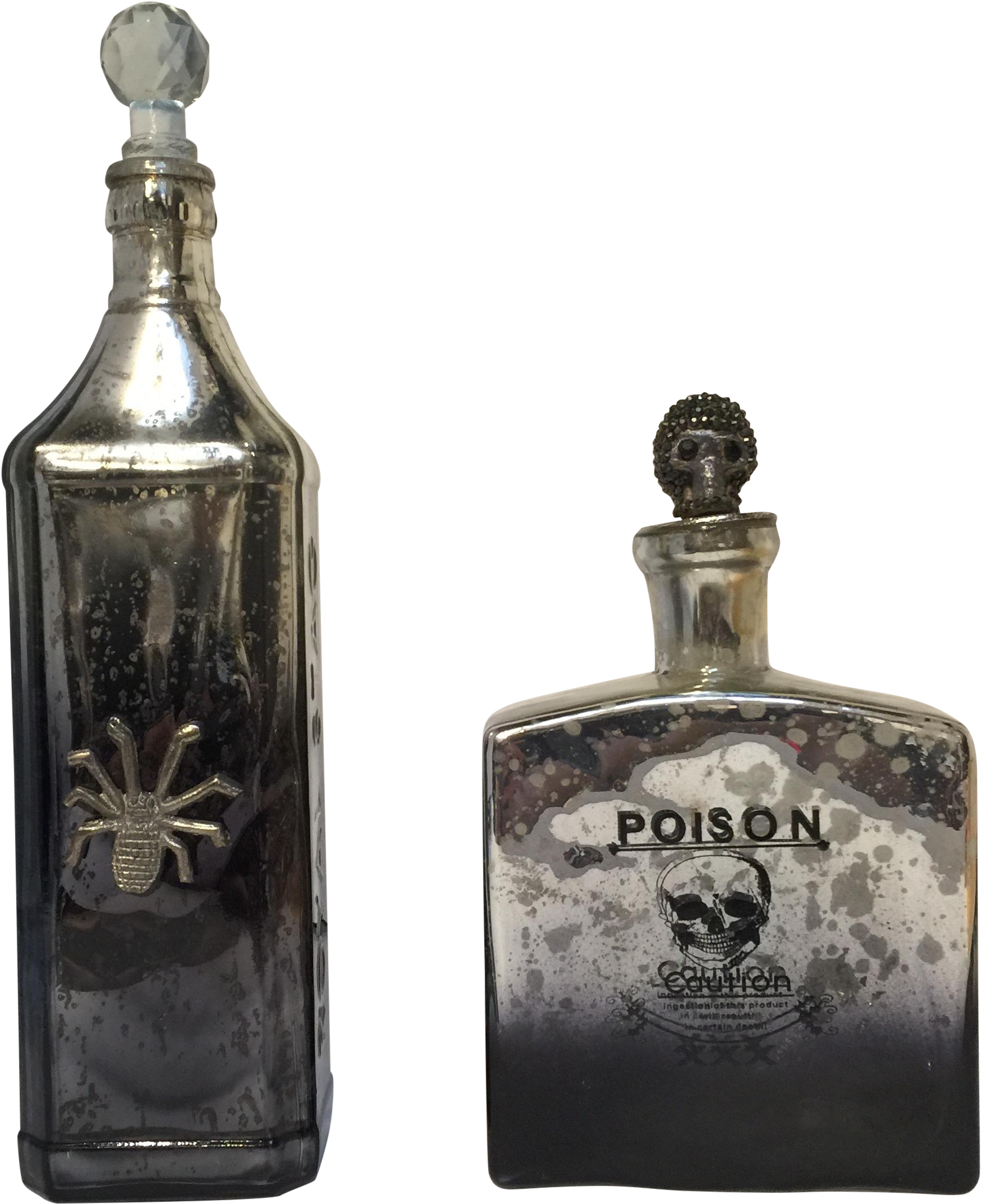 Mercury Glass Poison Bottles - Glass Bottle Clipart (2348x2348), Png Download