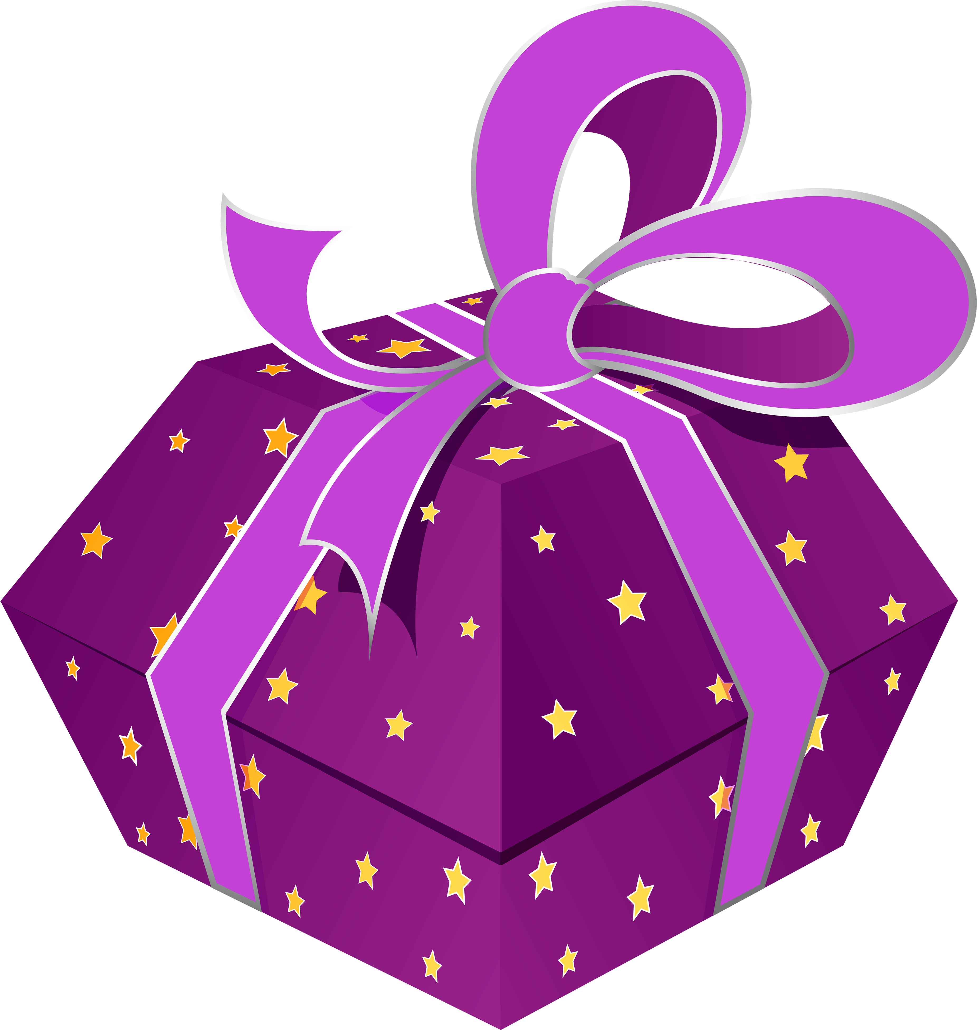 Purple Gift Box With Stars Png Clipart - Clip Art Transparent Png (3804x4000), Png Download