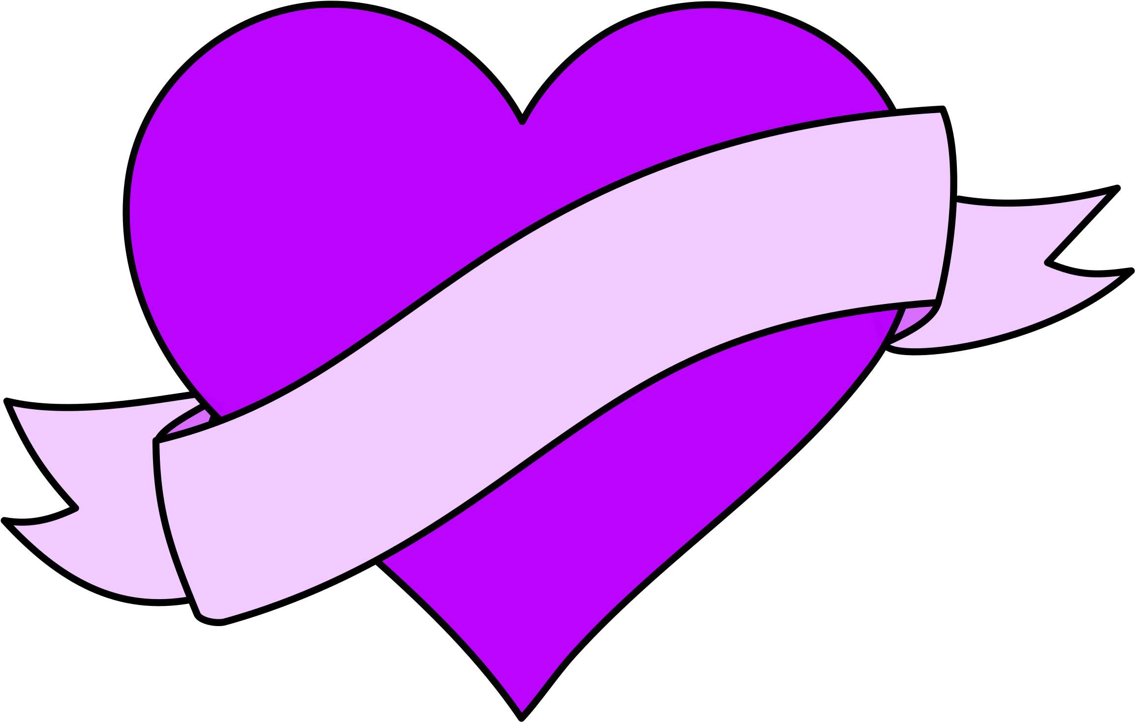 Heart With Ribbon Banner Png Royalty Free Library - Heart And Ribbon Clipart Transparent Png (2400x1561), Png Download