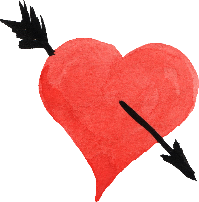 Watercolor Heart Png - Heart And Arrow Png Clipart (691x701), Png Download