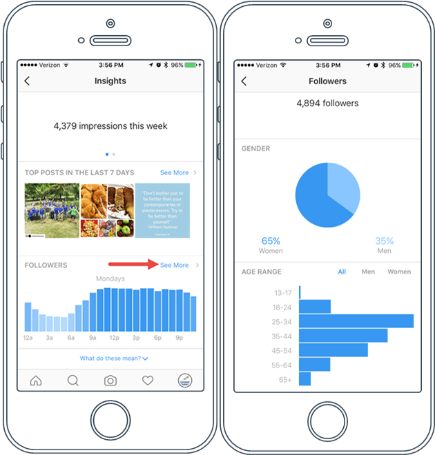 Business Instagram Insights Example - Instagram Business Account Insights Clipart (900x469), Png Download