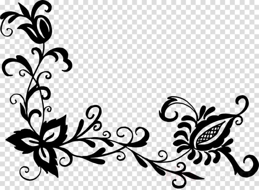 Black Flower Pattern Png Clipart Flower Designs Floral - Black Flower Pattern Png Transparent Png (900x660), Png Download