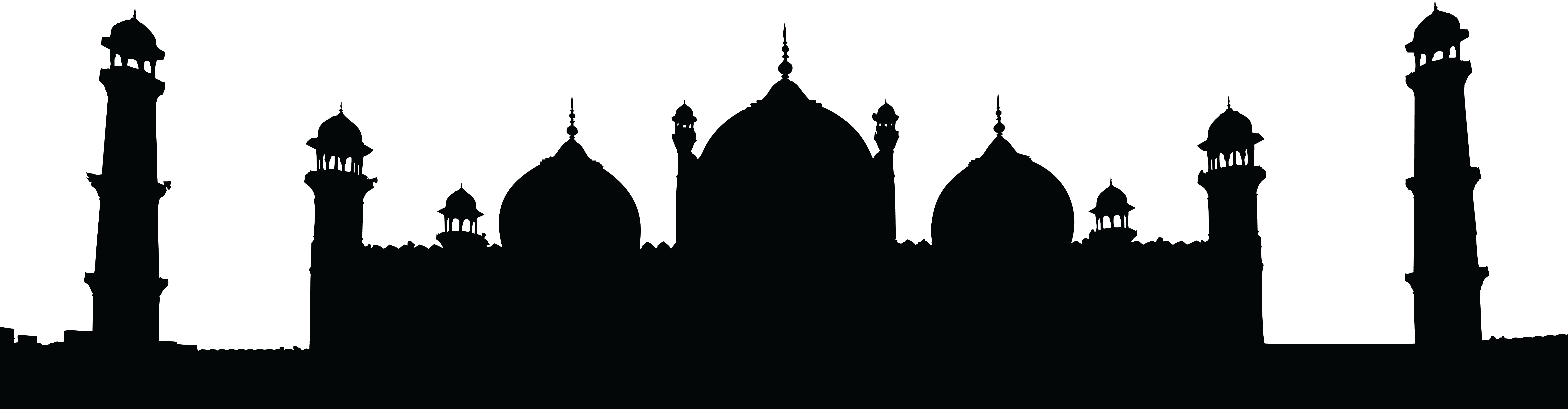 Free Clipart Of A Badshahi Mosque Lahore Pakistan Black - Badshahi Mosque - Png Download (8000x2089), Png Download
