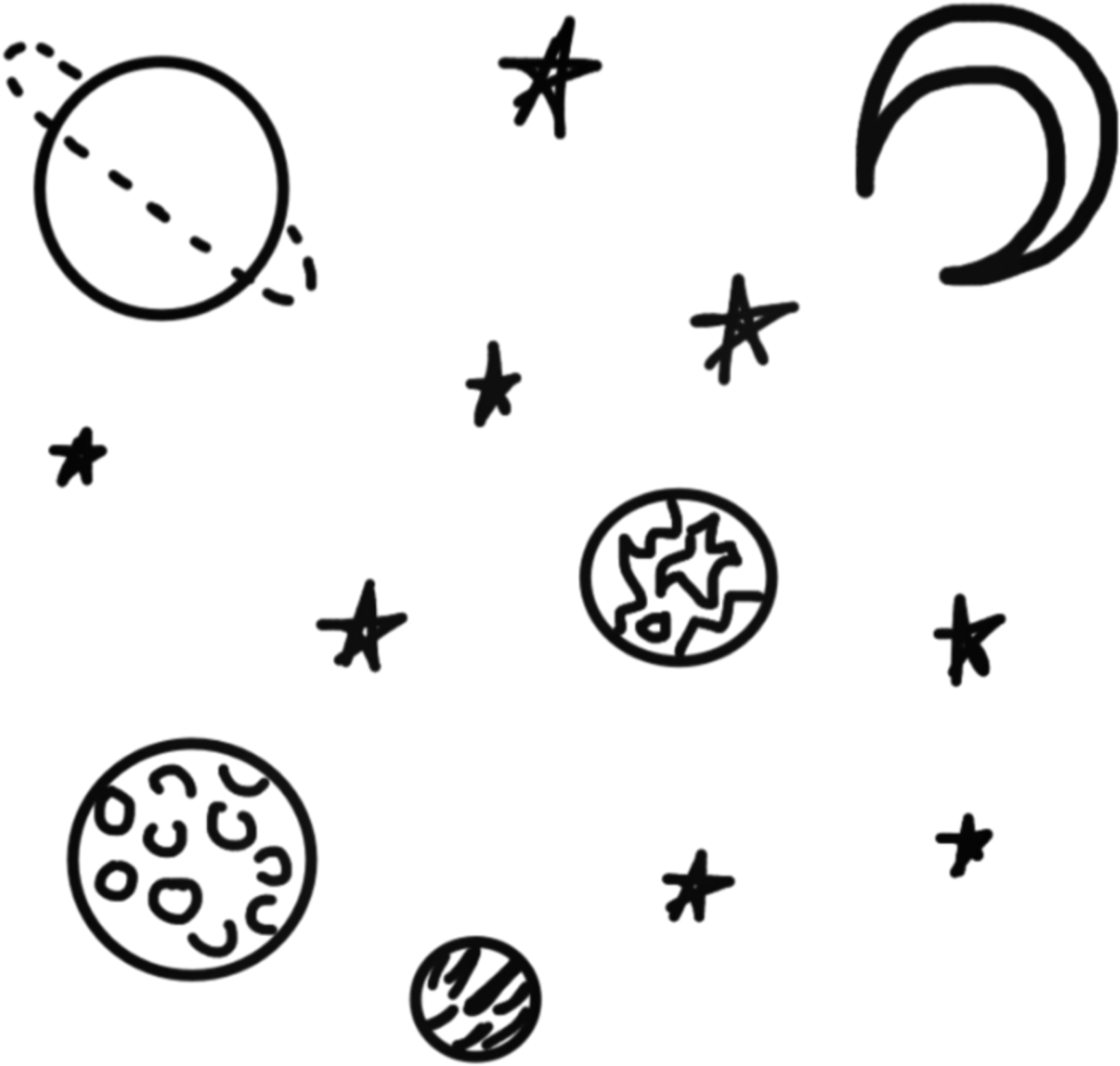 Stars Tumblr Black Moon Star Space Moon And Stars Drawing - Aesthetic Tumblr Moon And Stars Transparent Clipart (2289x2289), Png Download
