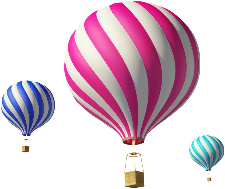 Three Hot Air Balloon Transparents Clipart (923x778), Png Download