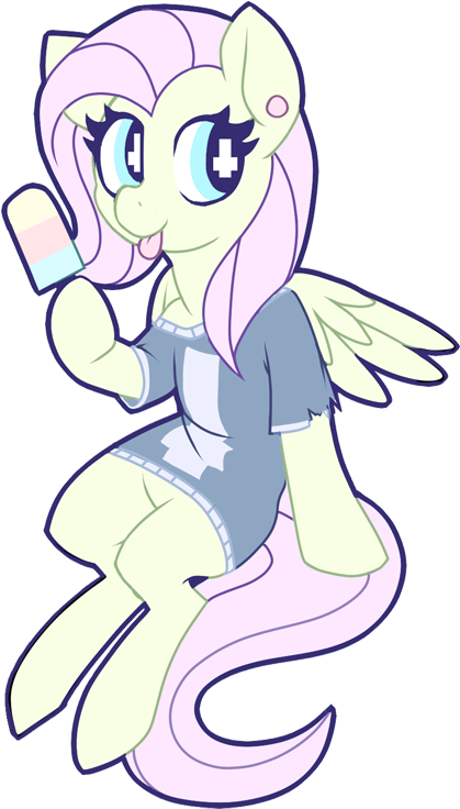 Mewball, Bottomless, Clothes, Earring, Fashion, Fluttershy, - Cartoon Clipart (467x746), Png Download