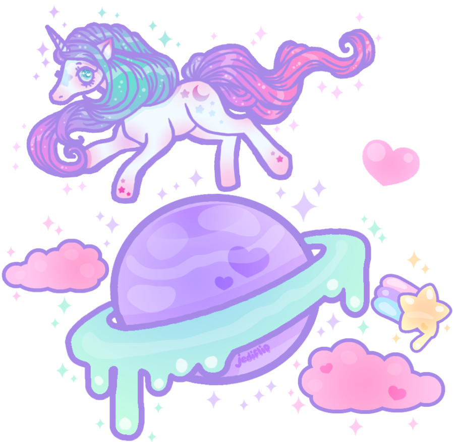 Cute Pastel Unicorn Space Goth Pastelgoth Stars Planets - Unicorn Pastel Pn...