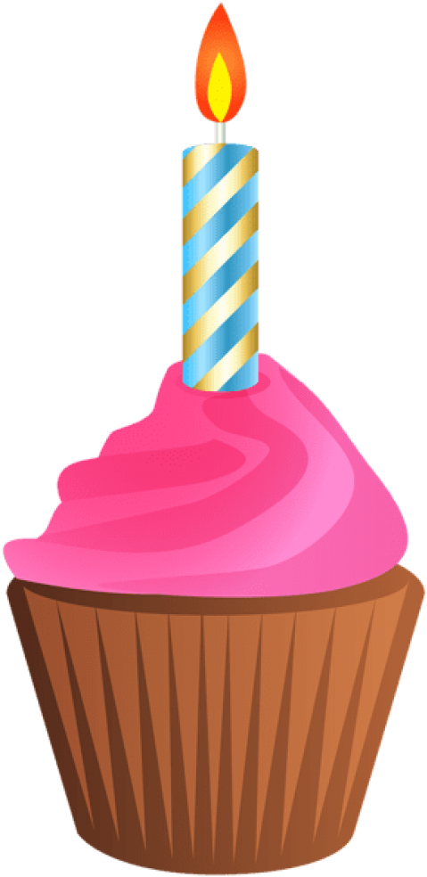 Free Png Download Birthday Muffin With Candle Transparent - Muffin Birthday Clipart (480x994), Png Download