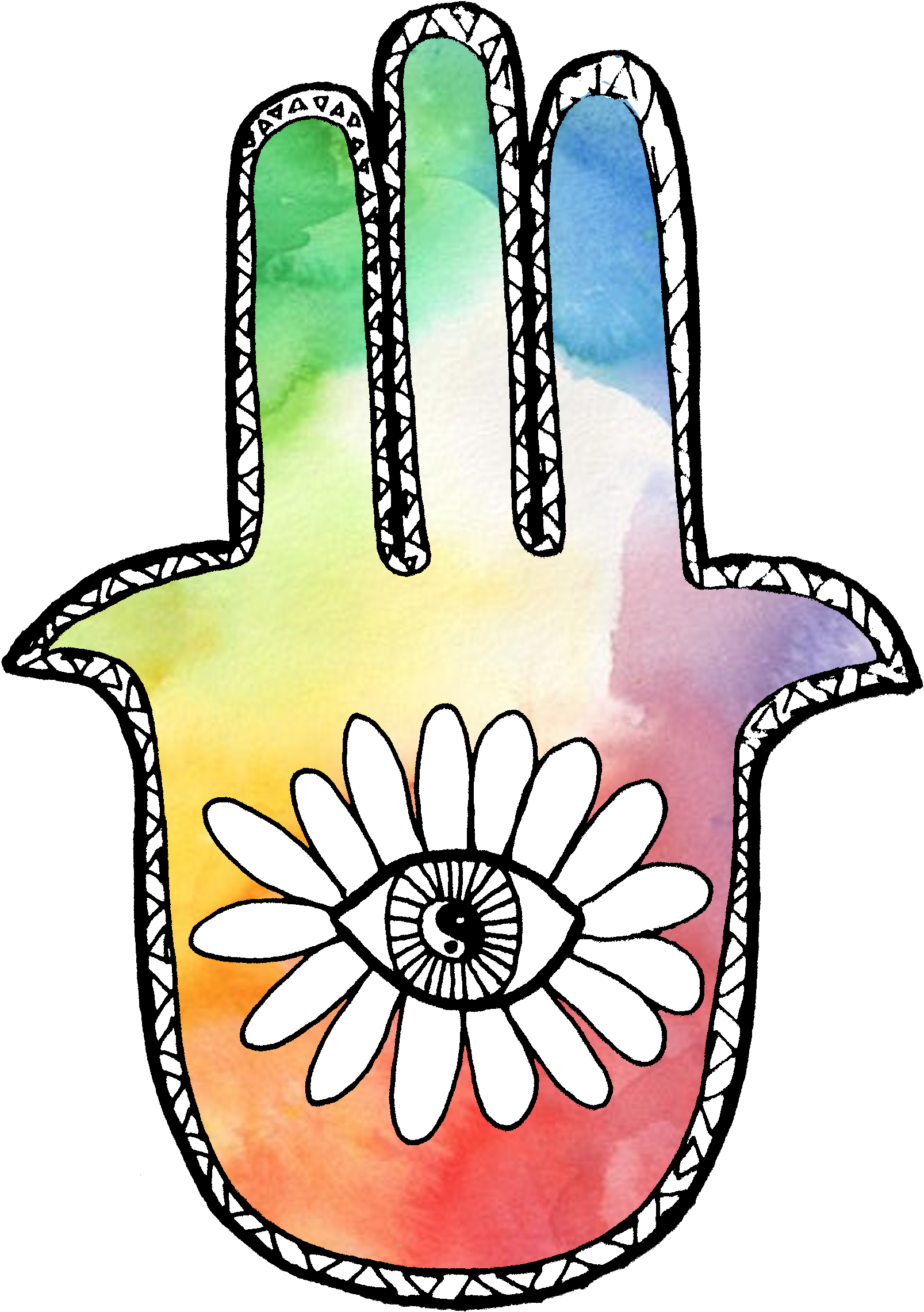 Rainbow Watercolor Hamsa Clipart (2448x3264), Png Download