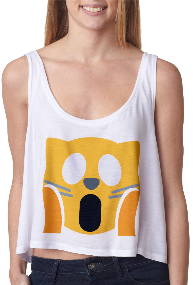 Shocked Cat Face Emoji Crop Top - Blusa Tank Top Clipart (1000x1000), Png Download