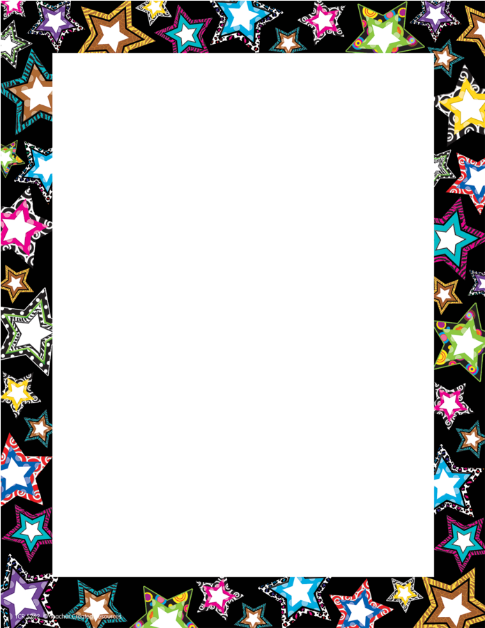 Tcr5262 Fancy Stars Computer Paper Image - Page Border Stars Clipart (900x900), Png Download
