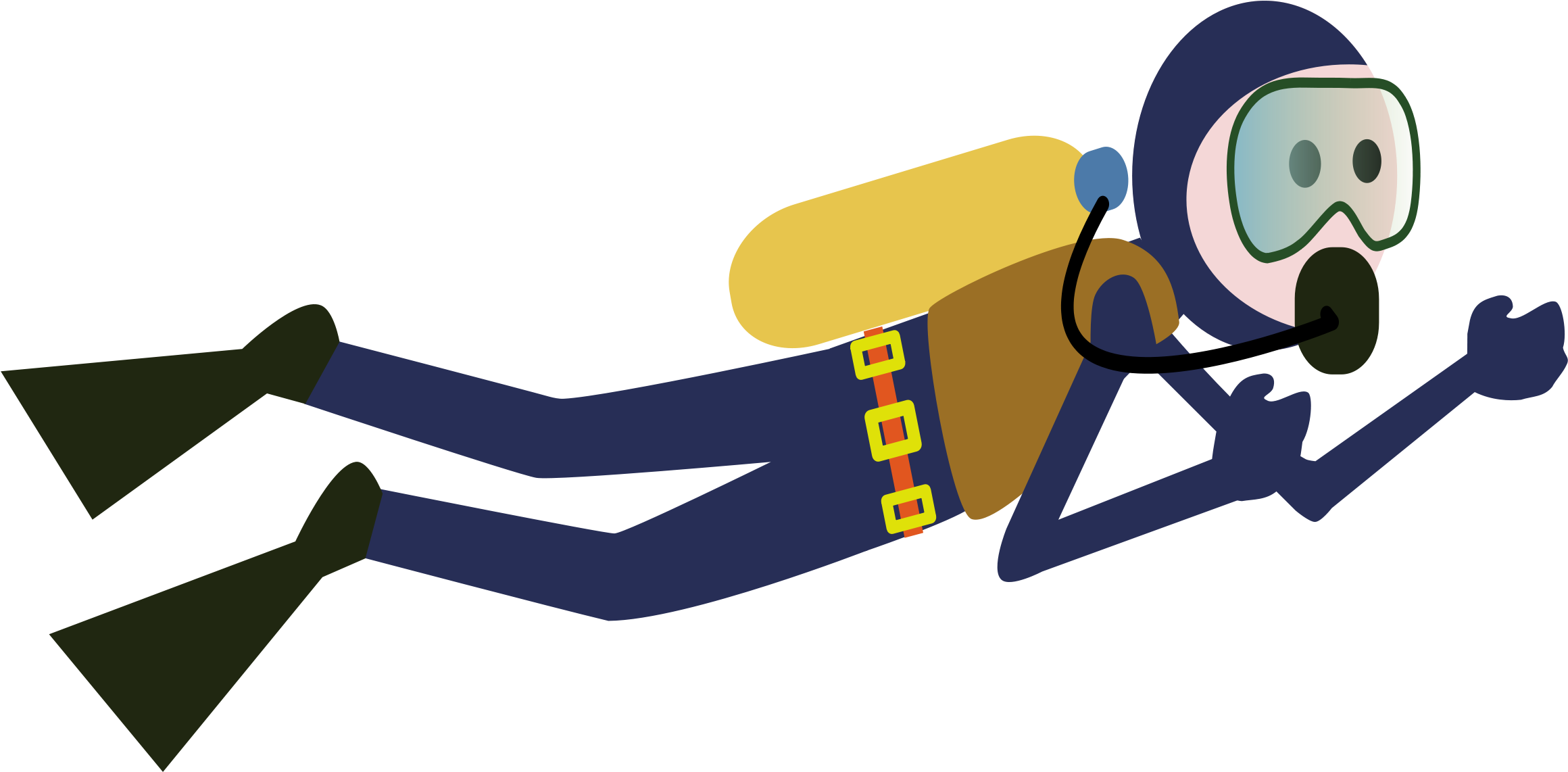 Cartoon Scuba Diver Pictures - Scuba Diver Cartoon Clipart (2400x1147), Png Download