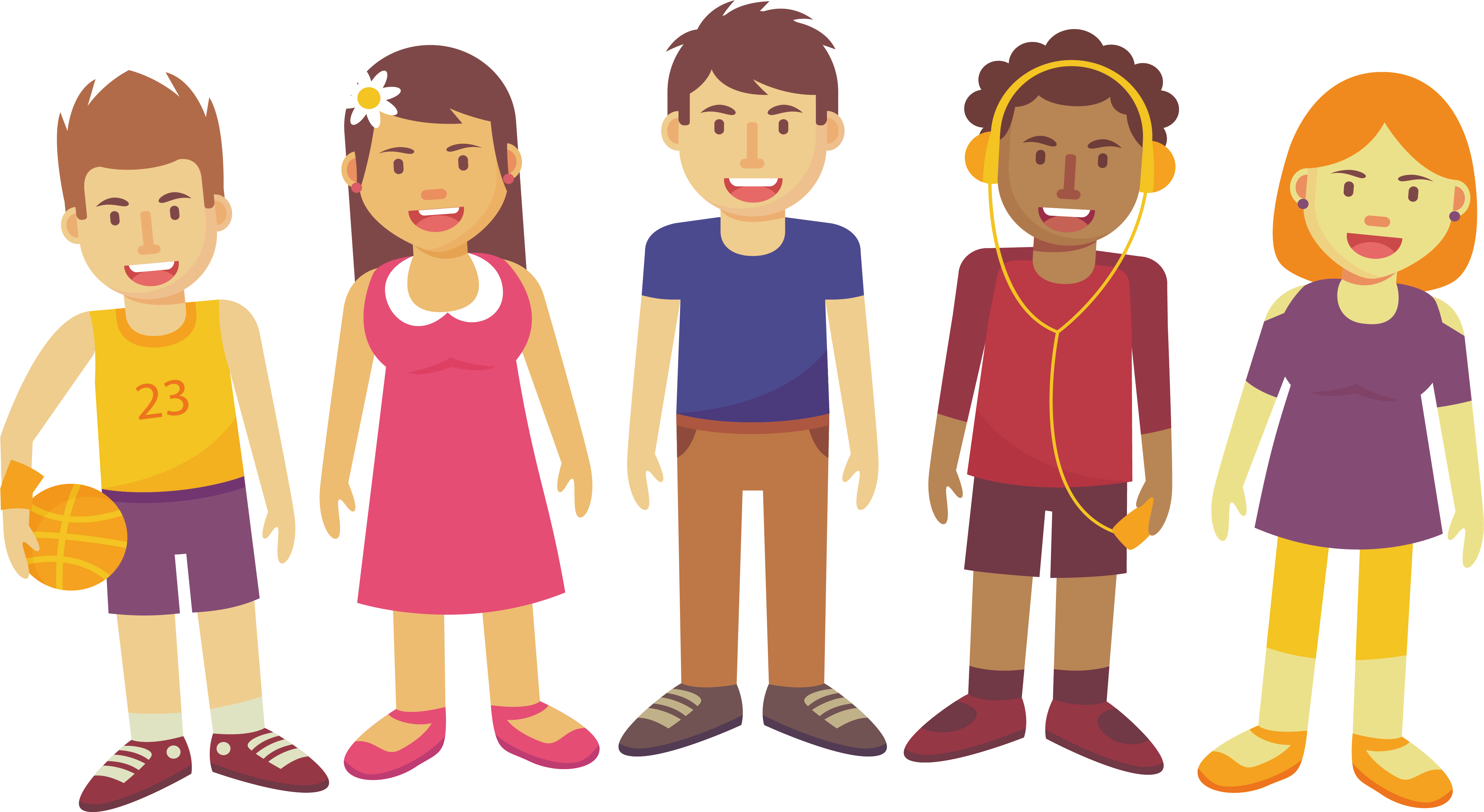 Fun Time Clipart Group Happy Person Five Friends Png Download 