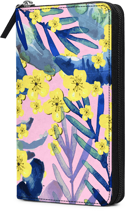 Dailyobjects Tropical Flower Yellow Blue Travel Organiser - Mobile Phone Clipart (537x900), Png Download