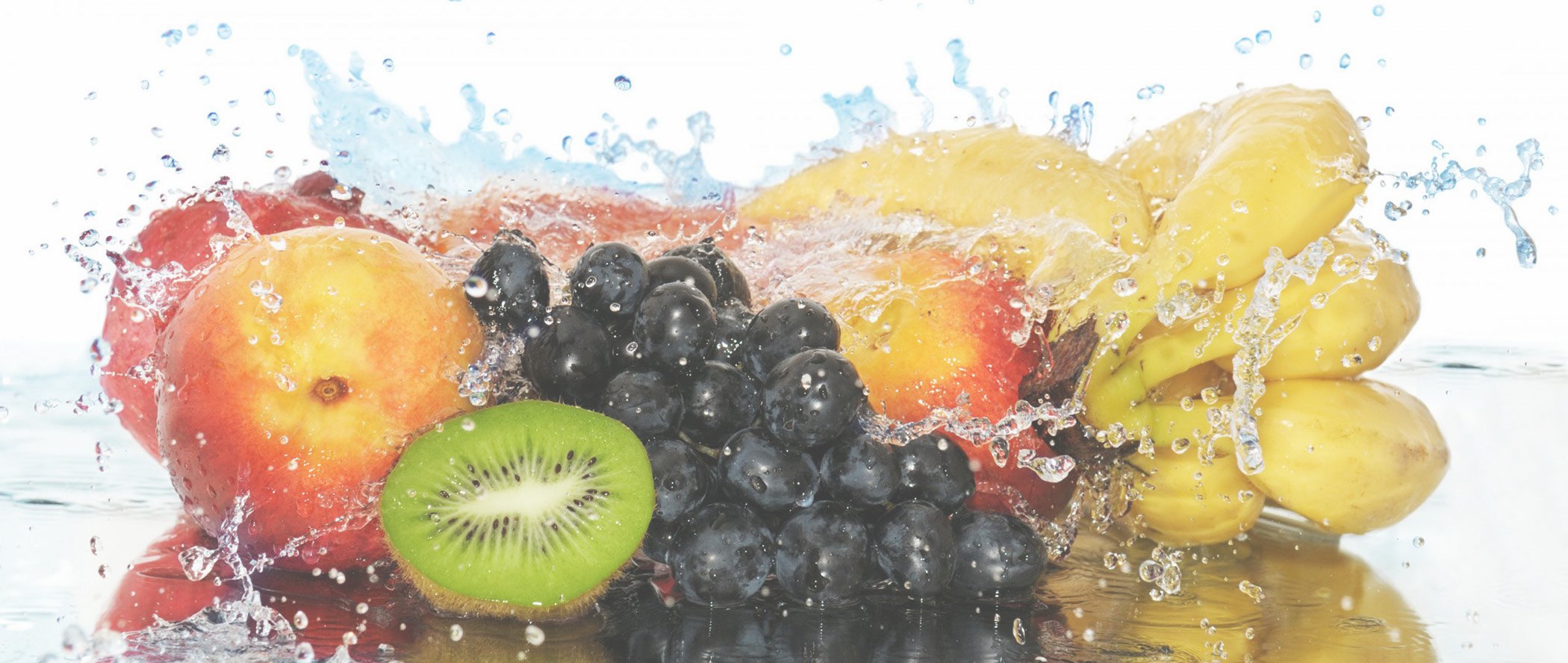 Fruit Water Splash Png Transparent Images - Fruit Water Splash Png Clipart (2100x888), Png Download