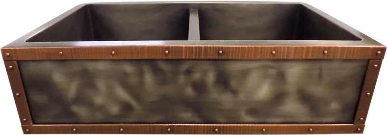 T332 Riveted Border Nickel Silver Apron Farmhouse Sink - Kitchen Sink Clipart (800x450), Png Download