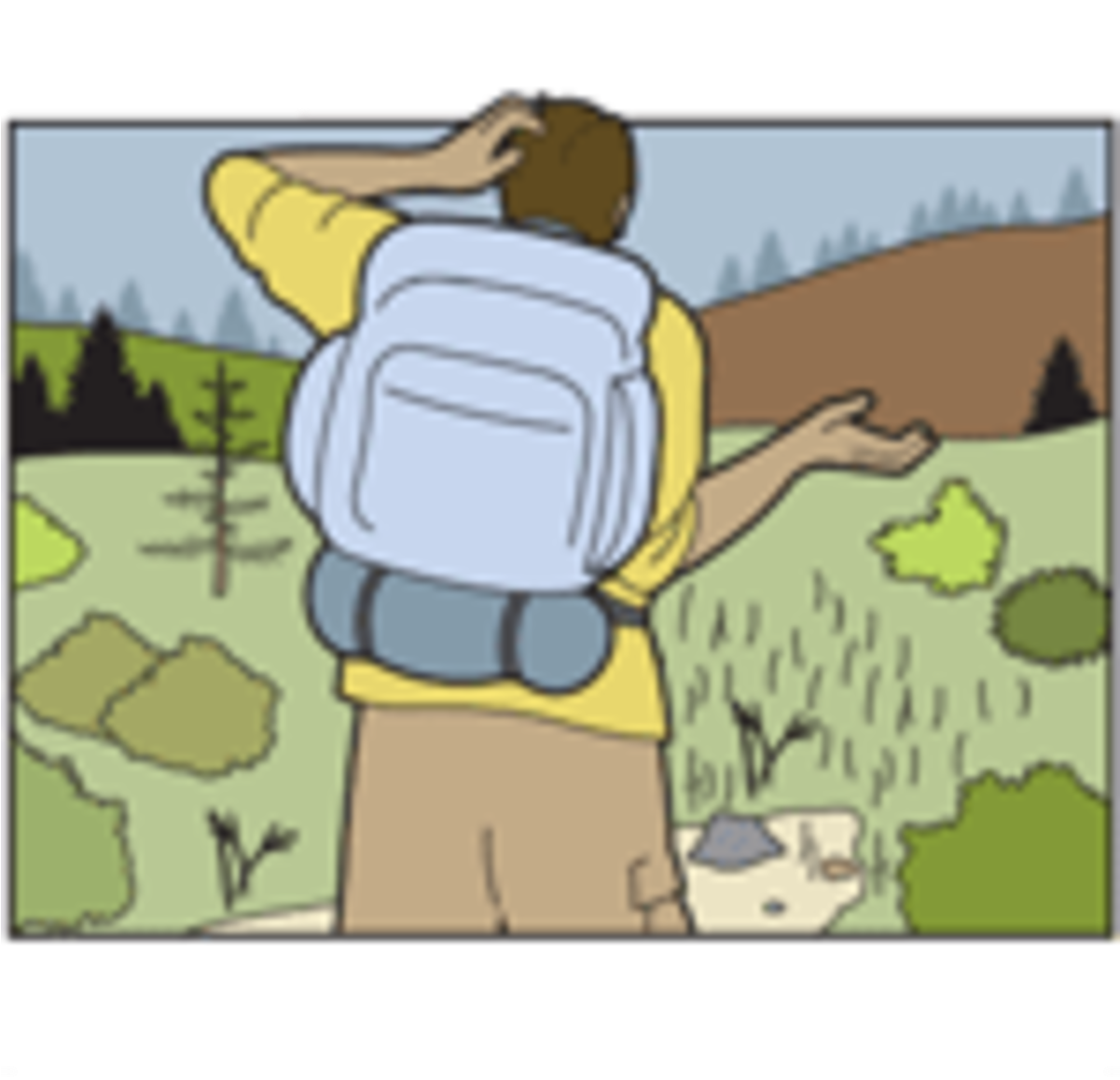 Hiking Clipart Lost Hiker - Cartoon - Png Download (1200x1200), Png Download