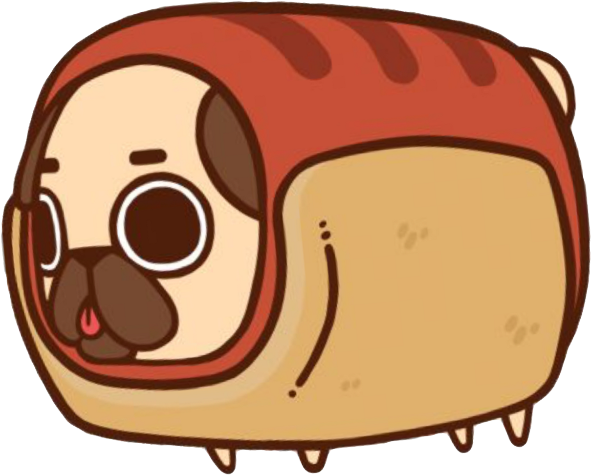 Cute Kawaii Dog Pug Hotdog Animal Nature Food Yummy - Cute Hot Dog Drawings Clipart (1820x1024), Png Download