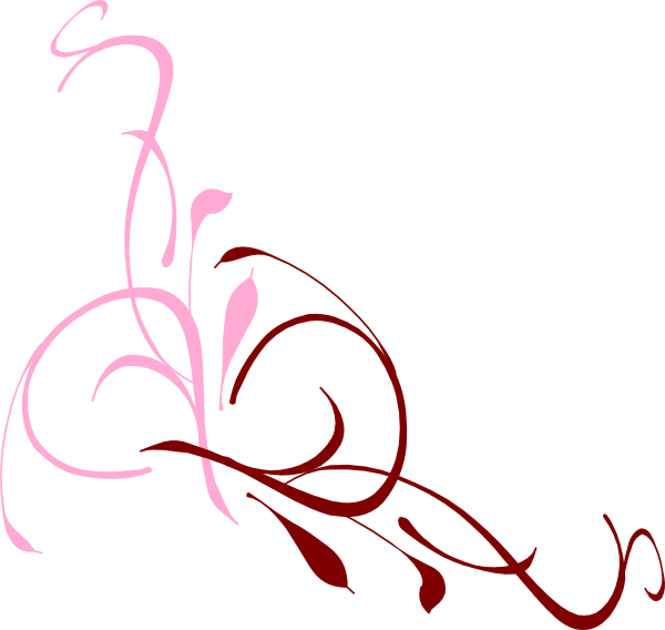 Floral Swirl Bubblegum Pink Clip Art At Ⓒ - Pink Floral Design Png Transparent Png (600x568), Png Download