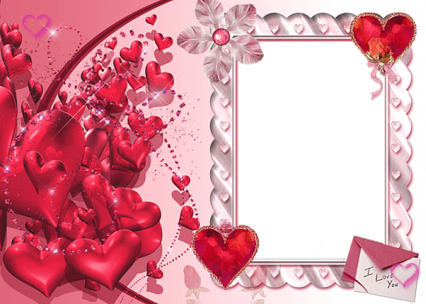 Free Png Best Stock Photos I Love You Heart Transparent - Love Photo Frame Clipart (850x608), Png Download