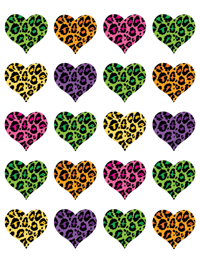 Tcr5200 Leopard Print Hearts Stickers Image - Leopard Print Sticker Clipart (900x900), Png Download