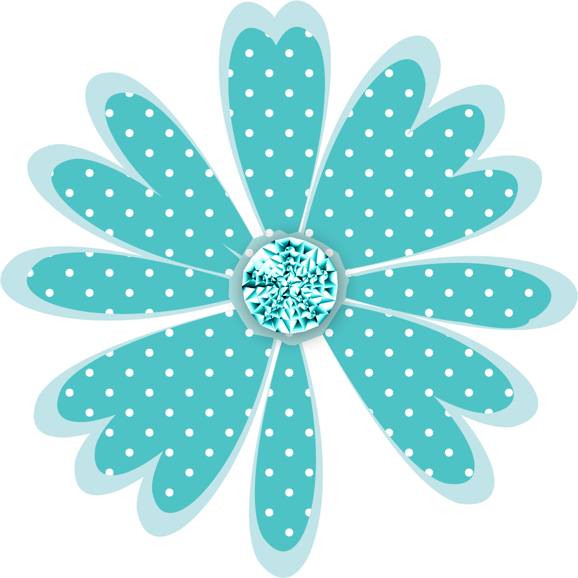 Polka Dot Daisy Turq B - Flower Border Line Clipart (1302x1326), Png Download