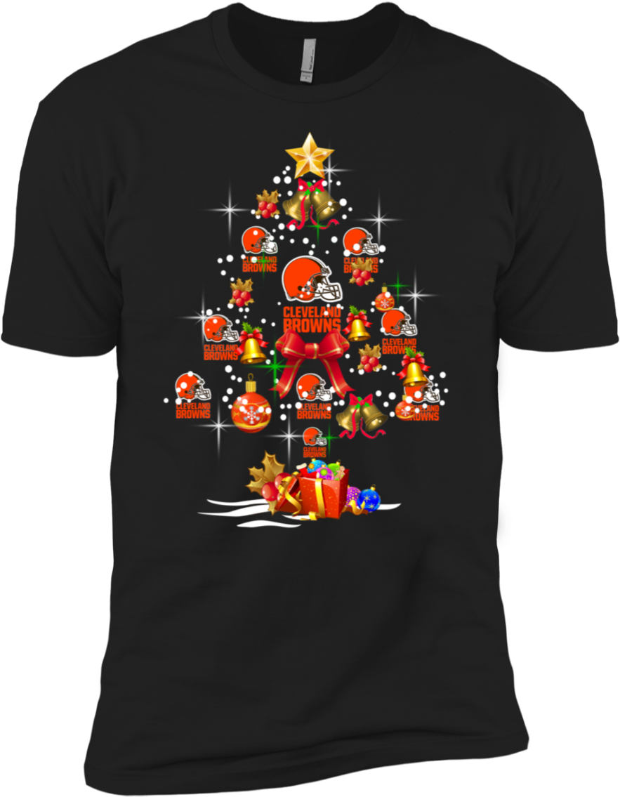 Cleveland Browns Christmas Tree Premium T-shirt - Cleveland Browns Christmas Tree Clipart (1155x1155), Png Download