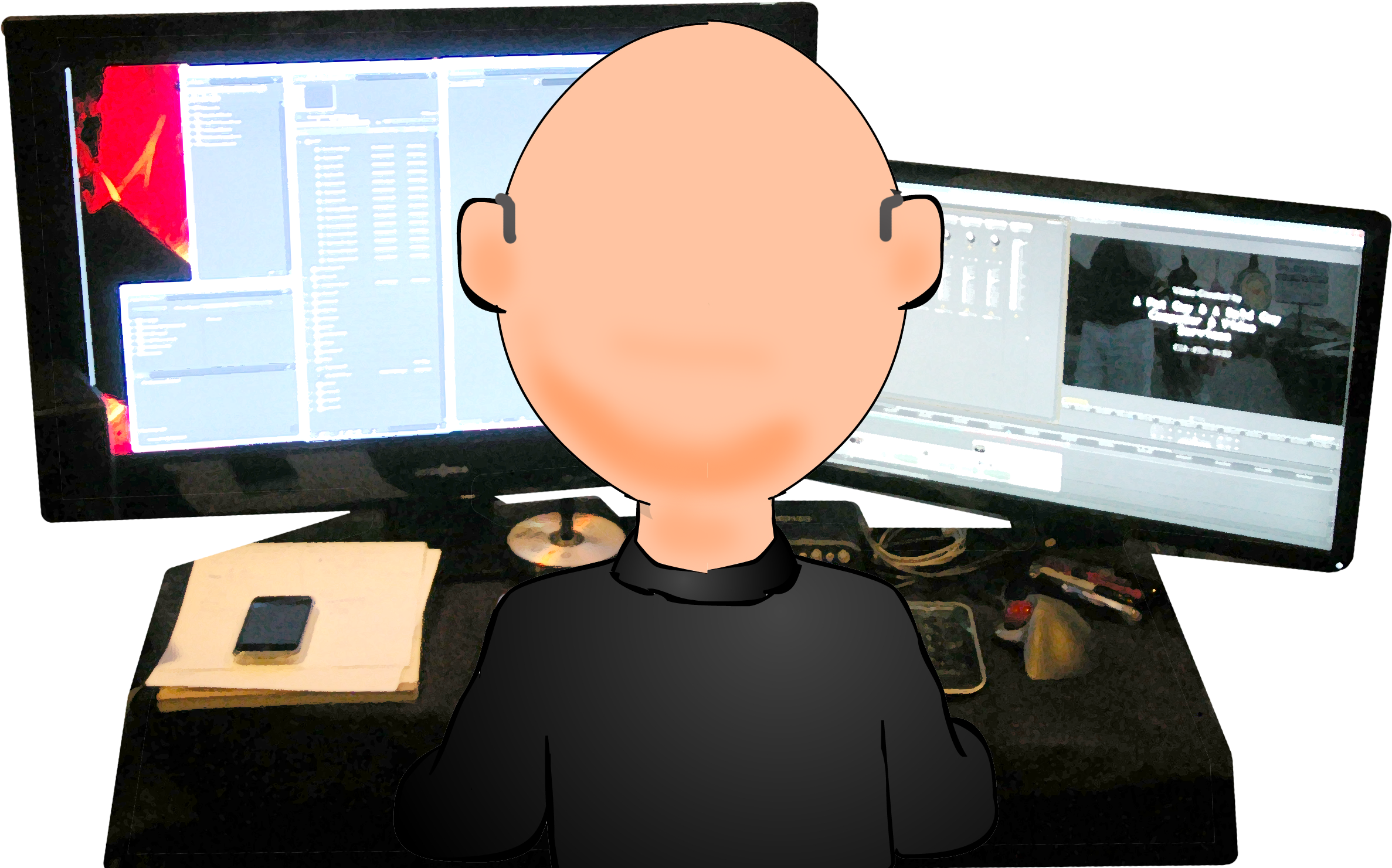 Post Production - Guy On Computer Cartoon Clipart (2418x1572), Png Download