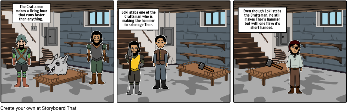 The Creation Of Thor's Hammer - Cartoon Clipart (1164x385), Png Download
