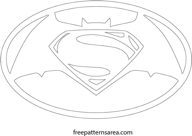 Batman Vs Superman Sign Logo Cutting Pattern - Line Art Clipart (800x800), Png Download