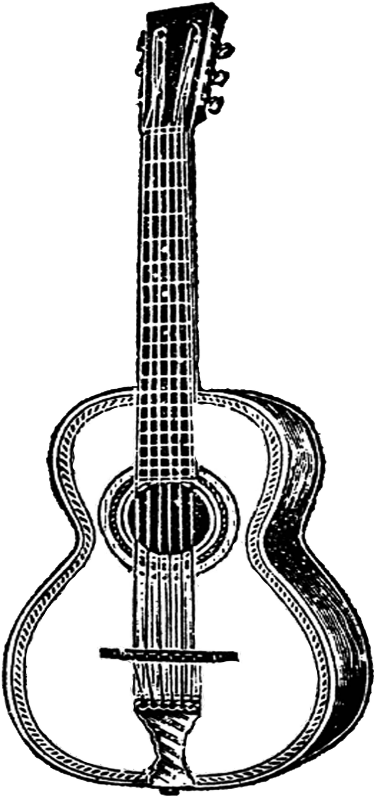 Acoustic Guitar Clipart Transparent Background - Guitar Vintage Clip Art - Png Download (771x1600), Png Download