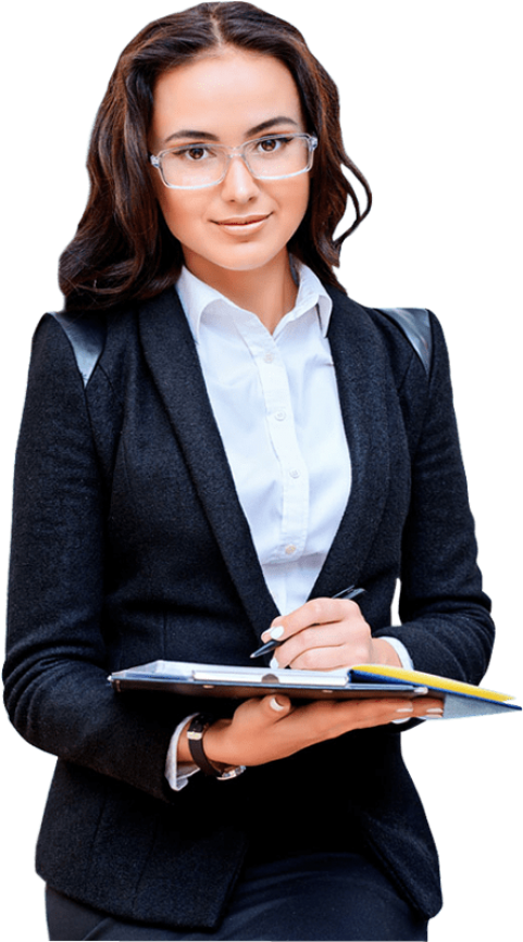 Young Pretty Business Woman Wearing Glasses Taking Clipart (443x800), Png Download