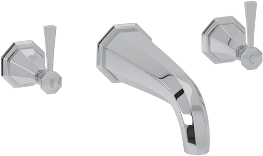 Perrin & Rowe Deco 3-hole Wall Mount 9” Spout Tub Filler - Lever Clipart (600x600), Png Download