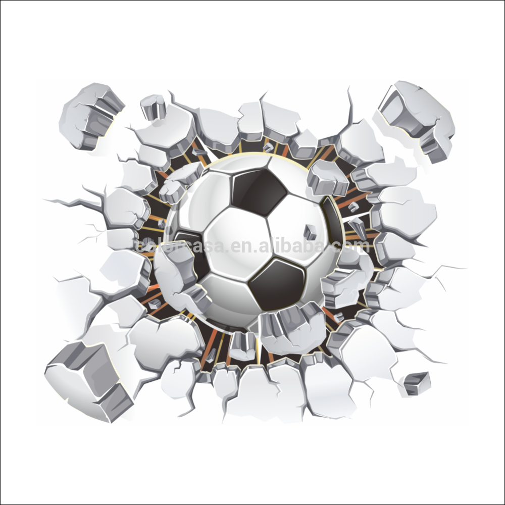 Colorcasazypa 1487 N 3d Football Wall Stickers Broken - Soccer Ball Wall Stickers Clipart (1000x1000), Png Download