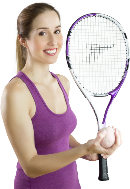 Download Smiling Woman With A Tennis Racket Png Image - Woman With A Tennis Racket Clipart (500x642), Png Download