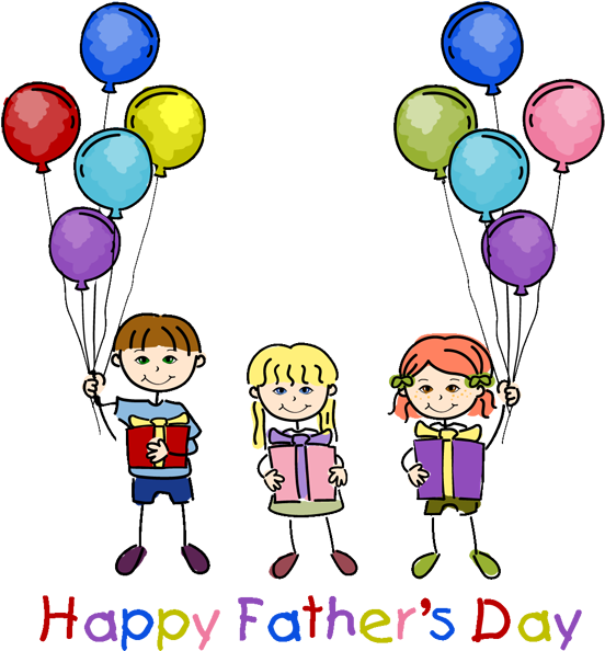 Happy Fathers Day Kids With Balloons - Happys Fathers Day Clipart - Png Download (554x600), Png Download