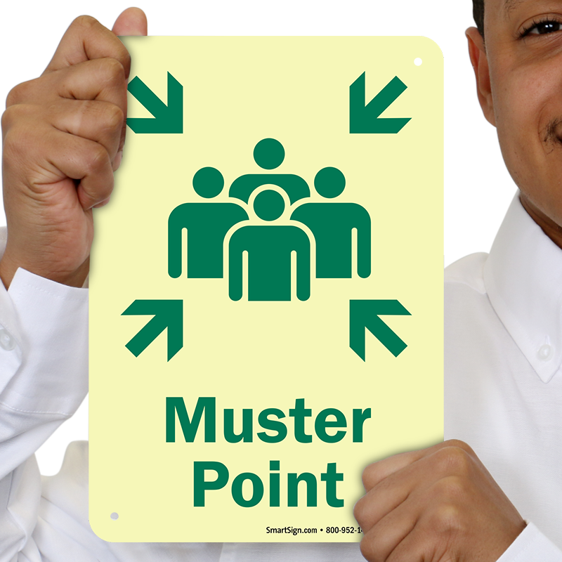 Muster Point Glow In The Dark Emergency Exit Sign - Assembly Point Sign Board Clipart (800x800), Png Download