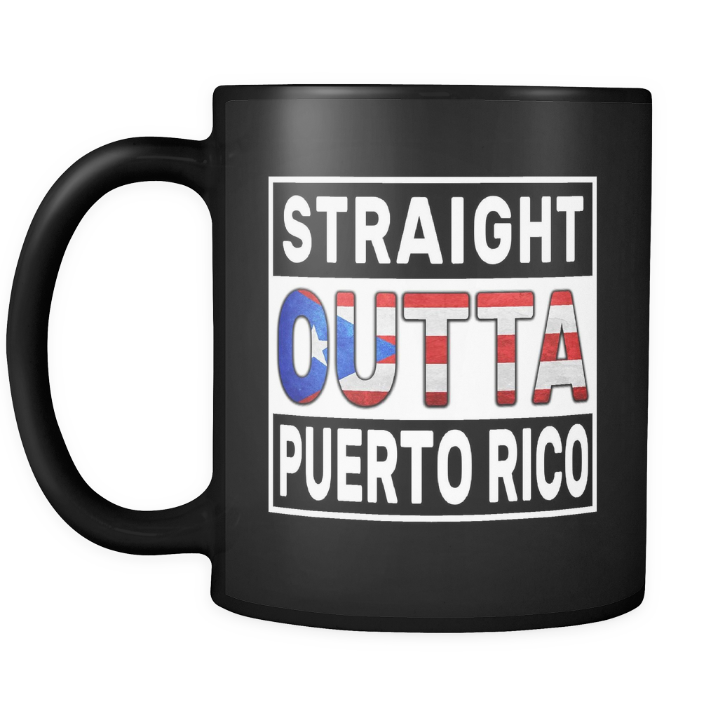 Straight Outta Rican Flag Oz Funny Black - Mug Clipart (1024x1024), Png Download