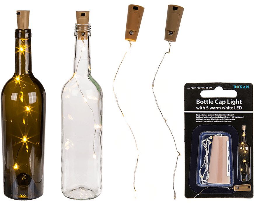 Bottle Cap Light With 5 Warm White Led Ca 5 X 2 Cm - Guirlande Led Pour Bouteille Clipart (945x709), Png Download
