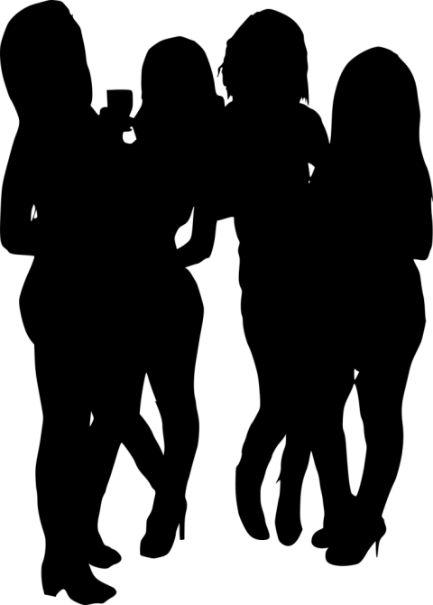 Free Png Girl Group Hoto Posing Silhouette Png - Group Of Ladies Silhouette Clipart (480x670), Png Download