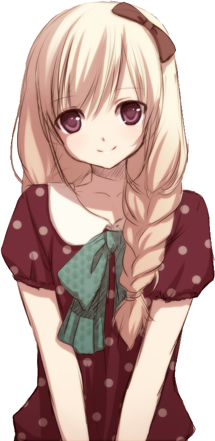 Anime Little Girl Png - Anime Girl With Side Braid Clipart (644x910), Png Download