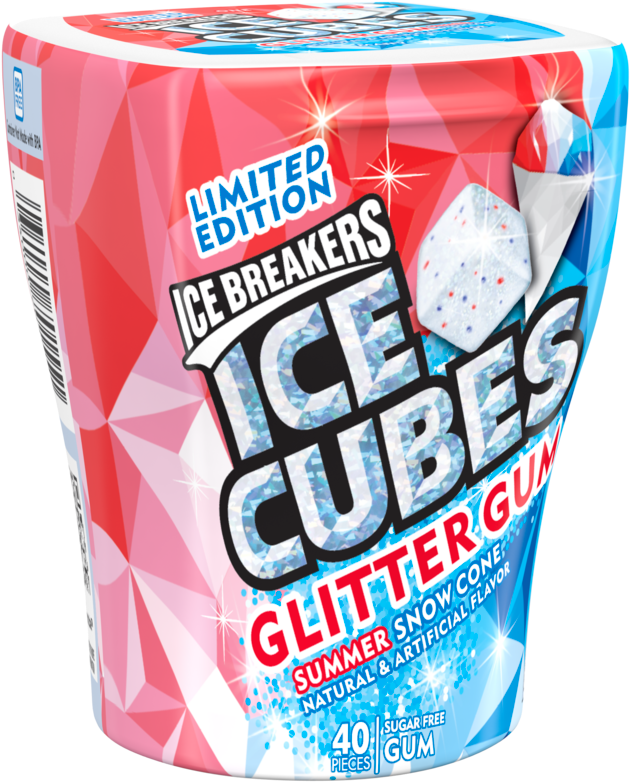 Ice Breakers, Ice Cubes Glitter Summer Snow Cone Gum, - Caffeinated Drink Clipart (1000x1000), Png Download