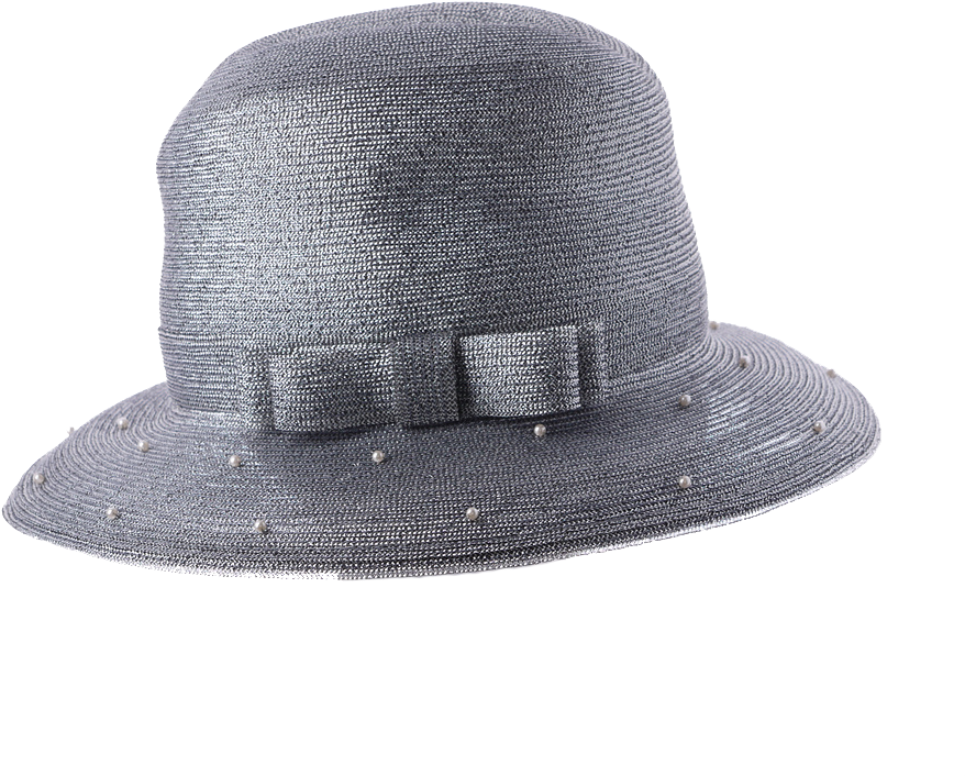 Silver Metallic Fedora With Pearl Trim - Baseball Cap Clipart (1100x825), Png Download