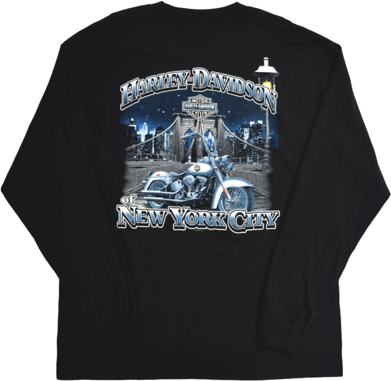 Harley-davidson Of Nyc Exclusive Brooklyn Bridge Tee - Long-sleeved T-shirt Clipart (771x752), Png Download