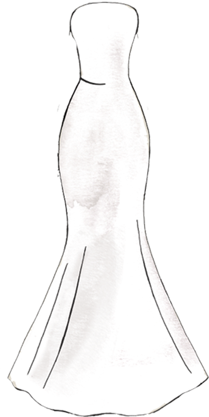 Mermaid Silhouette Sketch - Wedding Dress Silhouette Clipart (525x840), Png Download