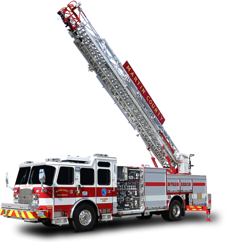 An Aerial Ladder That Steps Up To The Task - Fire Truck Ladder Clipart (815x838), Png Download