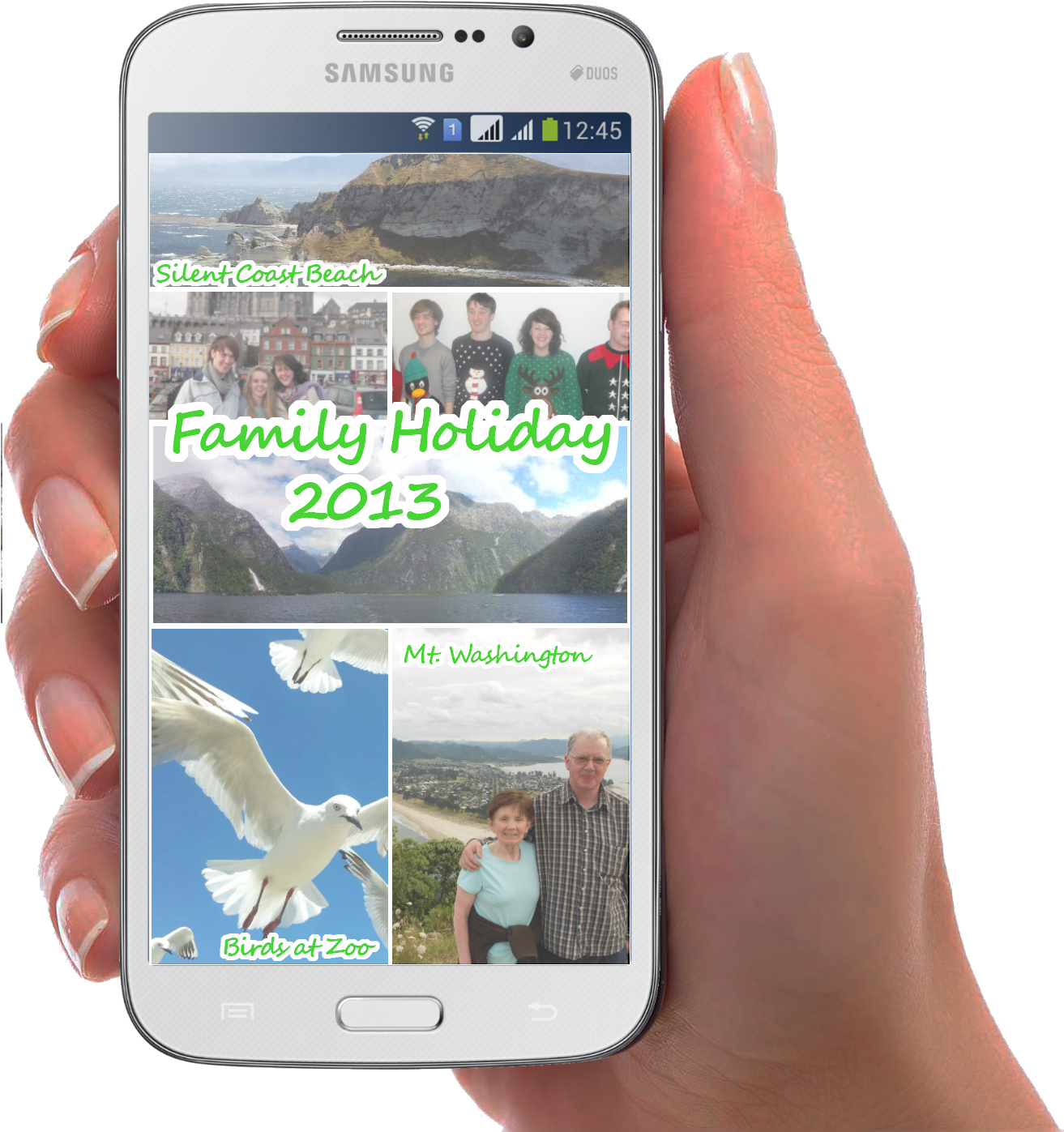 Samsung Phone Displaying An In A Nutshell Storyboard - Samsung Mobile With Hand Png Clipart (1320x1396), Png Download