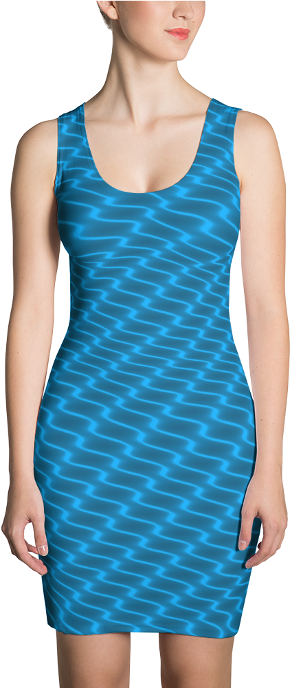 Neon Wavy Lines Turquoise Dress Clipart (422x1001), Png Download